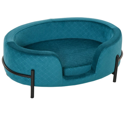 PawHut Pet Sofa Cat or Small Sized Dog Bed W/ Removable Seat Cushion Solid Metal Base, Teal