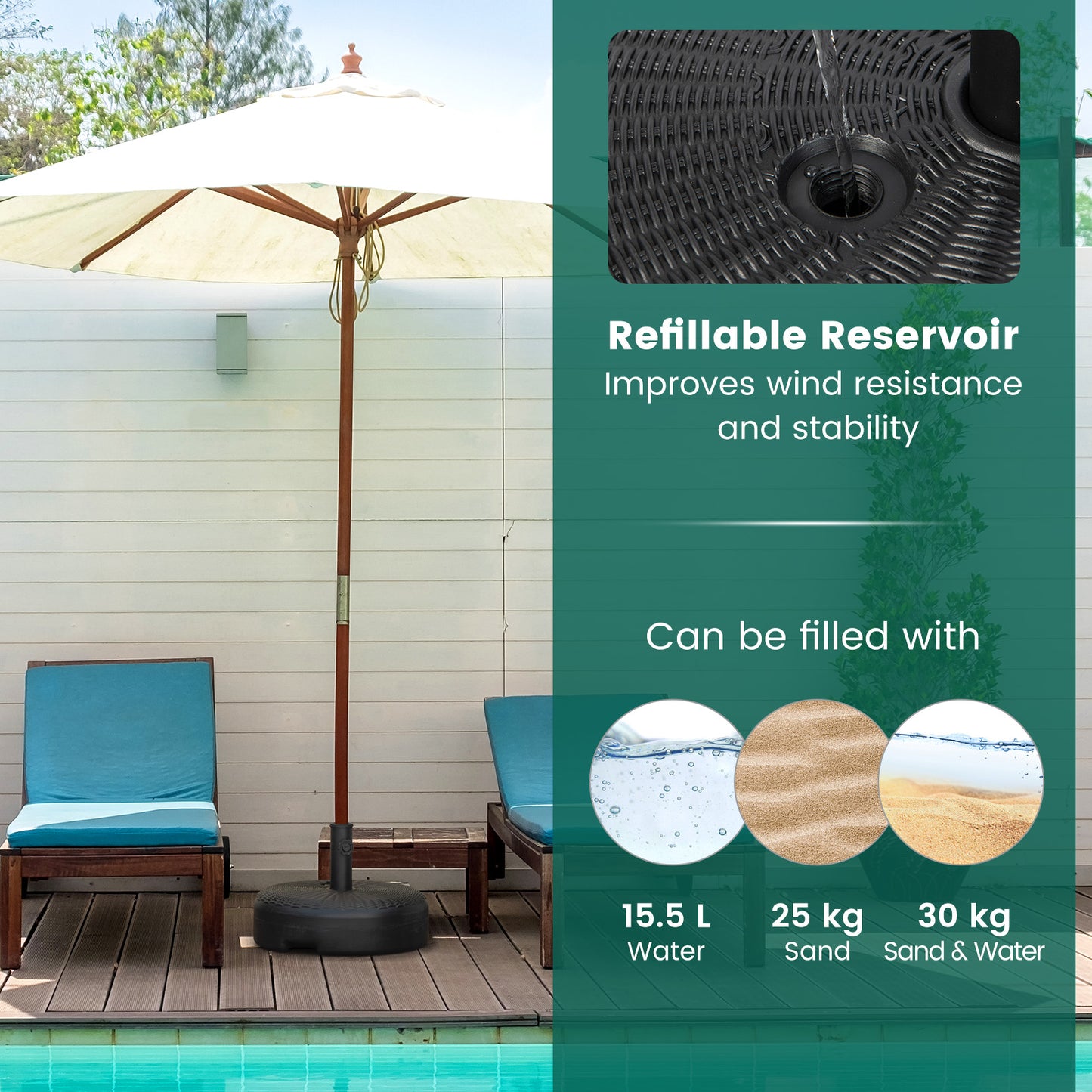 45CM Fillable Heavy-Duty Round Umbrella Base Stand