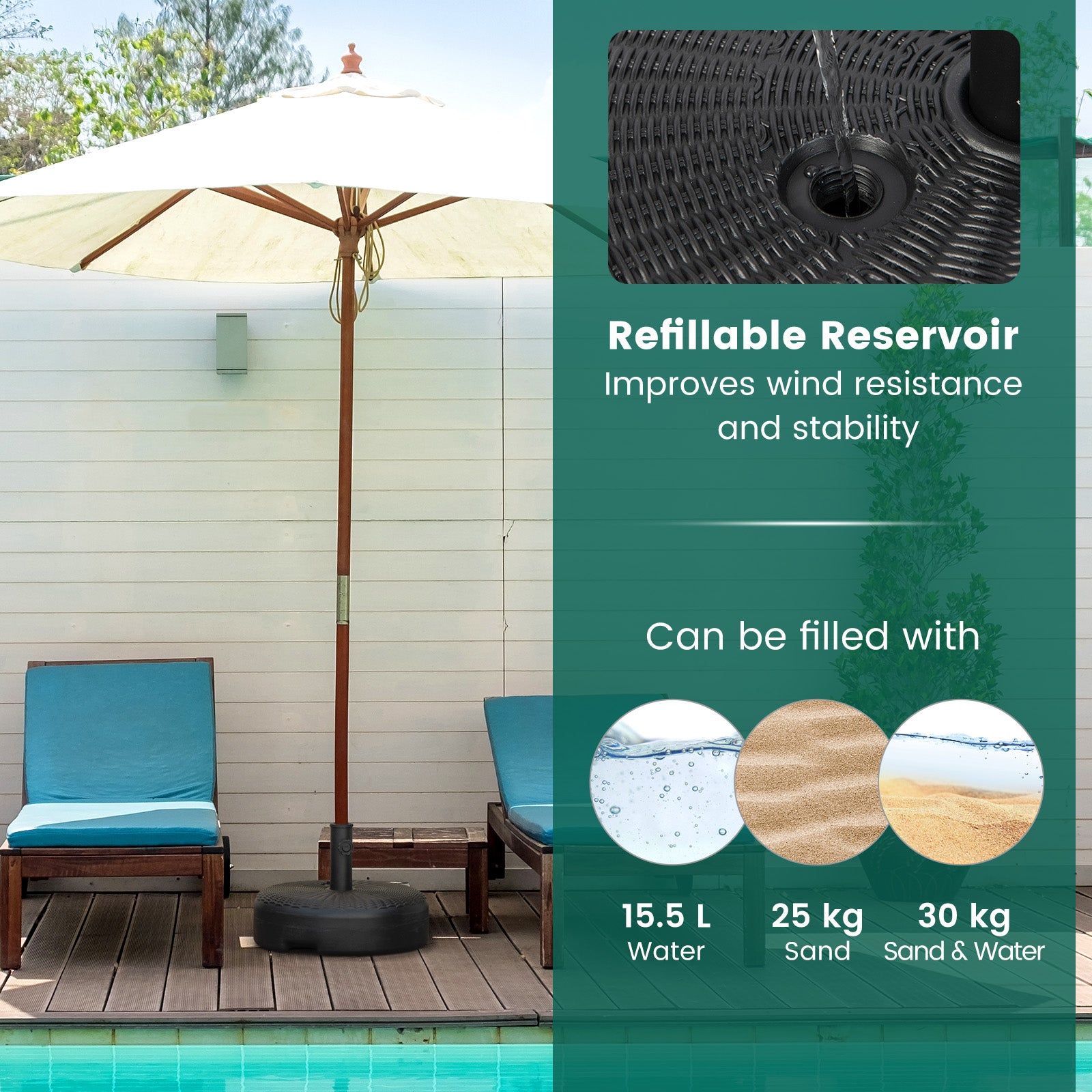 45CM Fillable Heavy-Duty Round Umbrella Base Stand