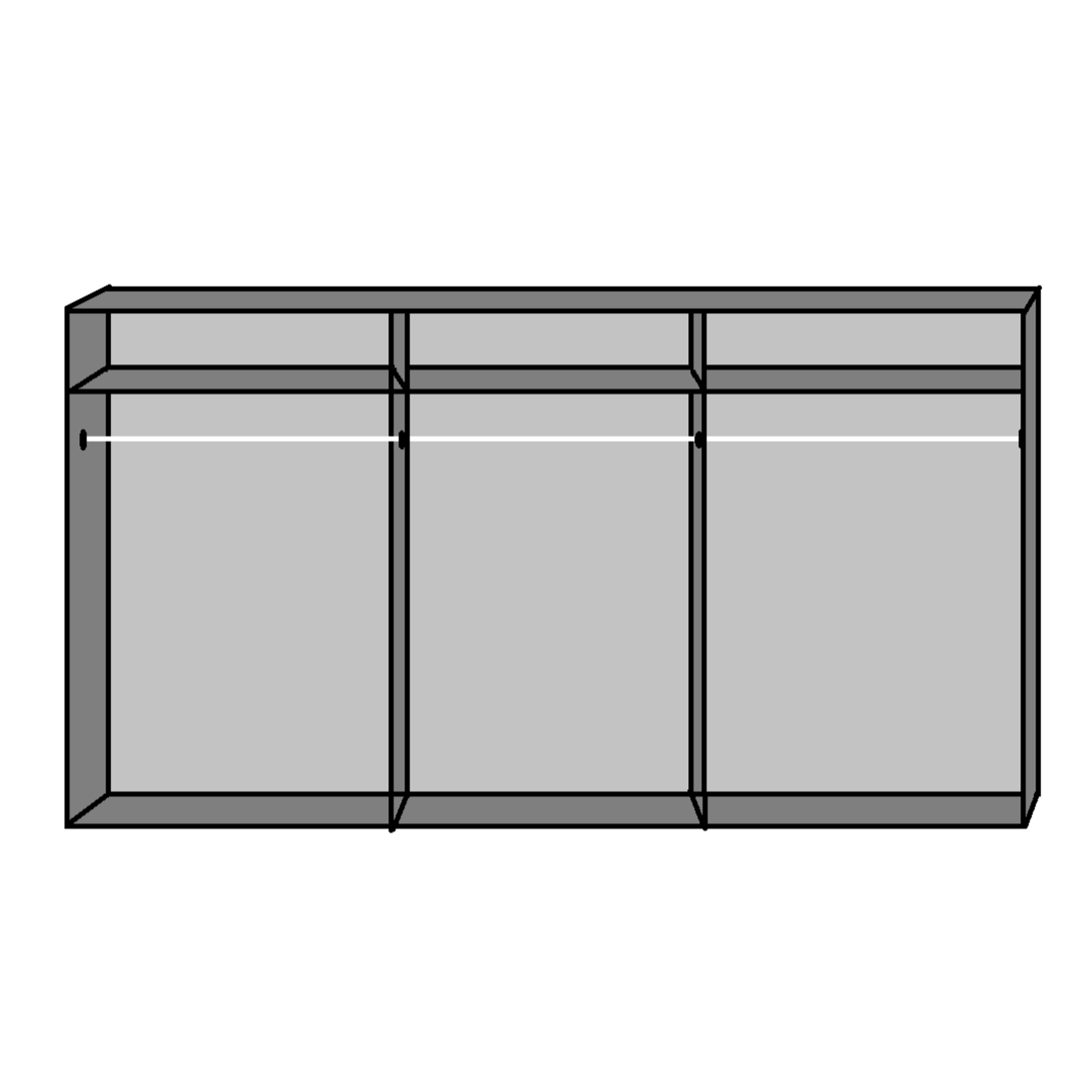 Sliding Wardrobe AMBER 3 Door Mirrored Wardrobe Grey 270cm