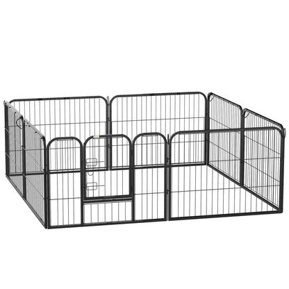 PawHut Steel 8 Panel Dog pen Pet Puppy PlayPen Black