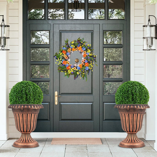 46cm Tall Vintage Planters Set of 2 Urn Plastic Flower Pots-Bronze