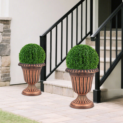 46cm Tall Vintage Planters Set of 2 Urn Plastic Flower Pots-Bronze