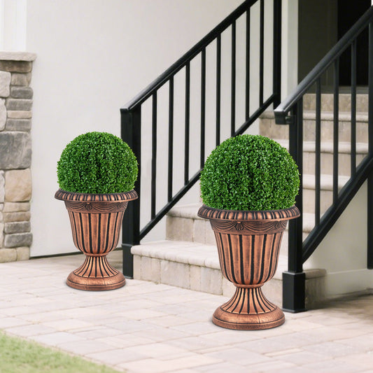 46cm Tall Vintage Planters Set of 2 Urn Plastic Flower Pots-Bronze