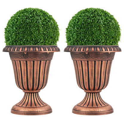 46cm Tall Vintage Planters Set of 2 Urn Plastic Flower Pots-Bronze