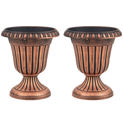 46cm Tall Vintage Planters Set of 2 Urn Plastic Flower Pots-Bronze