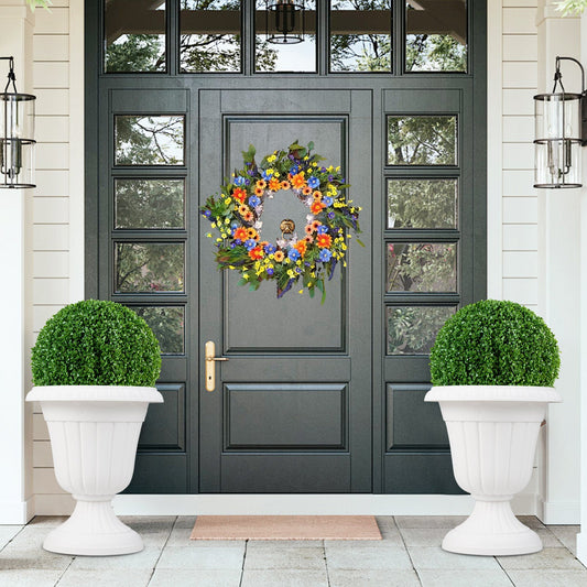 46cm Tall Vintage Planters Set of 2 Urn Plastic Flower Pots-White