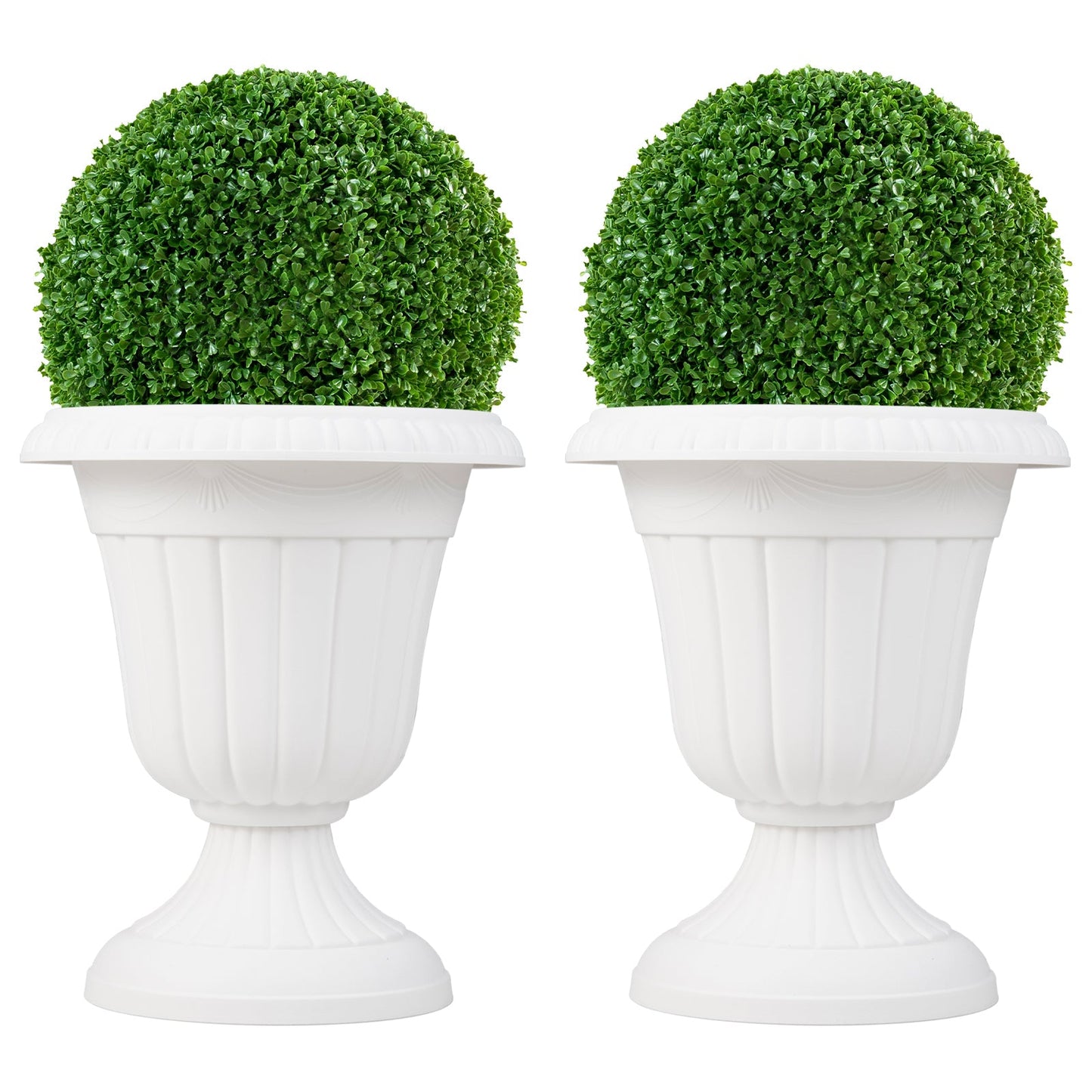 46cm Tall Vintage Planters Set of 2 Urn Plastic Flower Pots-White