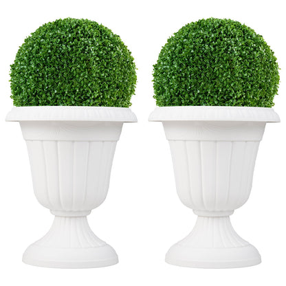 46cm Tall Vintage Planters Set of 2 Urn Plastic Flower Pots-White