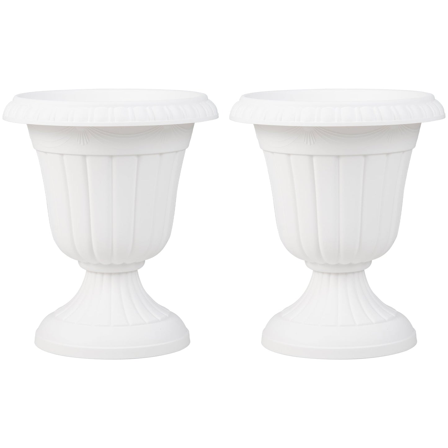 46cm Tall Vintage Planters Set of 2 Urn Plastic Flower Pots-White