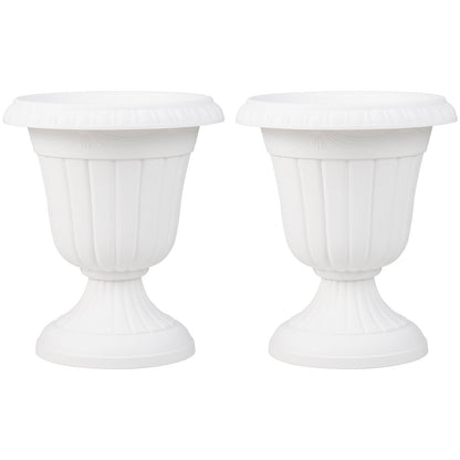 46cm Tall Vintage Planters Set of 2 Urn Plastic Flower Pots-White