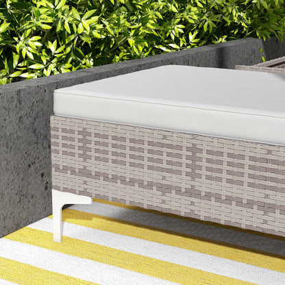 Outsunny Outdoor PE Rattan Leżak Zestaw 2, Wielopozycyjny Regulowany Pojedynczy Leżak Leżak z Wyjmowaną i Pralną Poduszką, Na Patio, Do Ogrodu, Jasnoszary