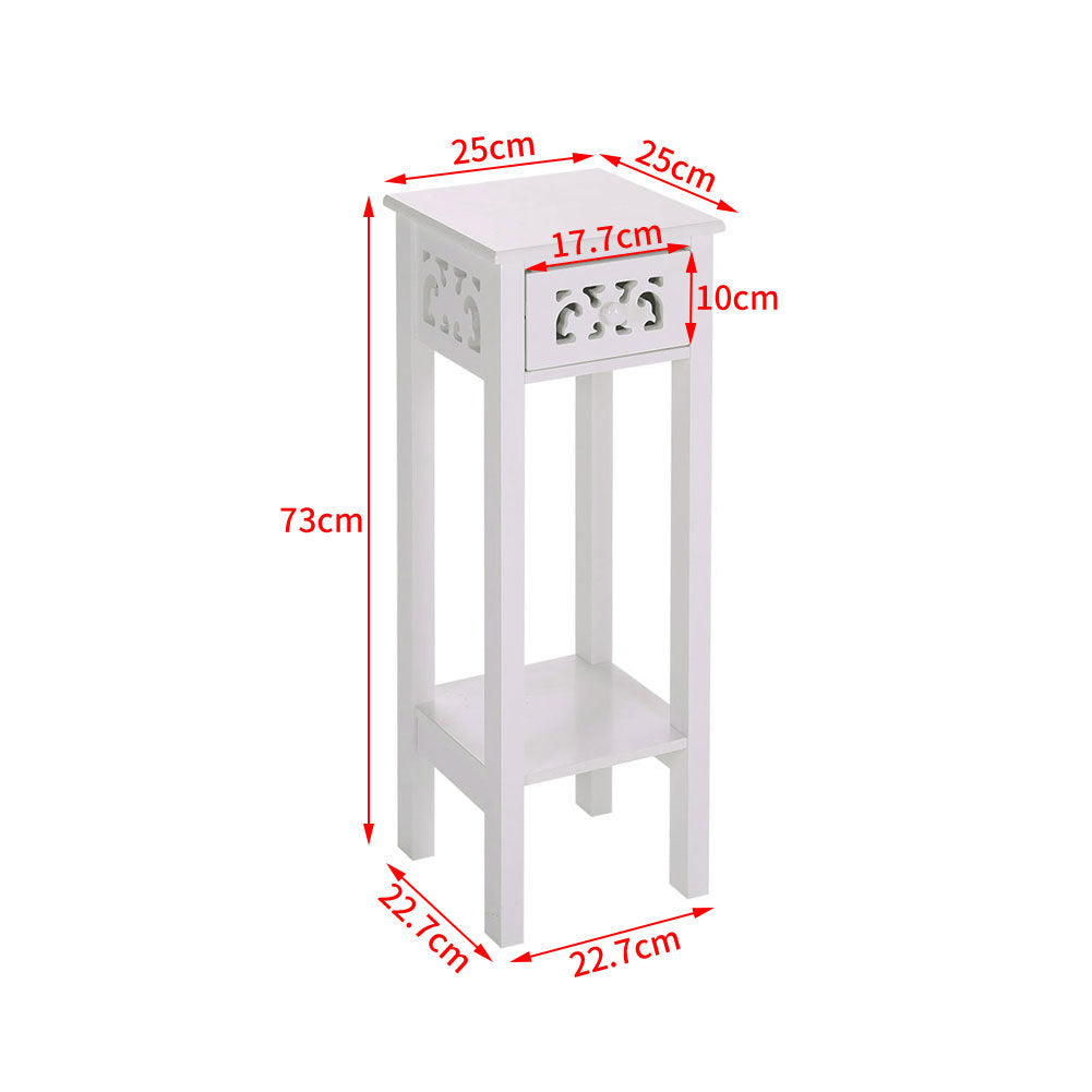 Telephone Table with Drawer Tall Slim Living Room End Table Corner Bedside Table