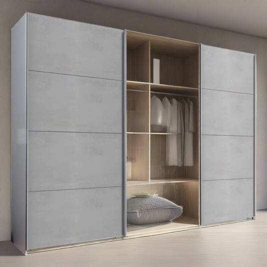 Erasmus 3 Door Mirrored Sliding Wardrobe - White and Light Grey