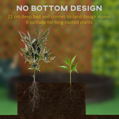 طقم سرير الحديقة المرتفع من Outsunny، صندوق زراعة دائري من البولي إيثيلين عالي الكثافة فوق الأرض، مجموعة أصيص زهور DIY للزهور/الأعشاب/الخضروات في الحديقة الخارجية والفناء الخلفي، 123 × 21 سم