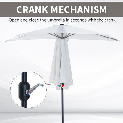 مظلة نصف مظلة للشرفة بطول 2.7 متر و5 أضلاع فولاذية للحديقة ومظلة خارجية باللون الأبيض الكريمي