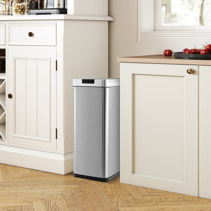 48L Automatic Trash Can with Lid-Silver