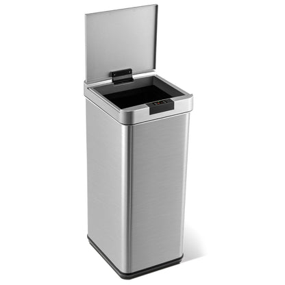 48L Automatic Trash Can with Lid-Silver