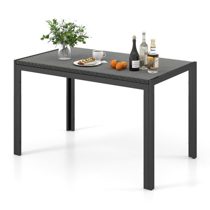 48 Inch Rectangular Wicker Dining Table with Heavy-Duty Metal Frame-Brown