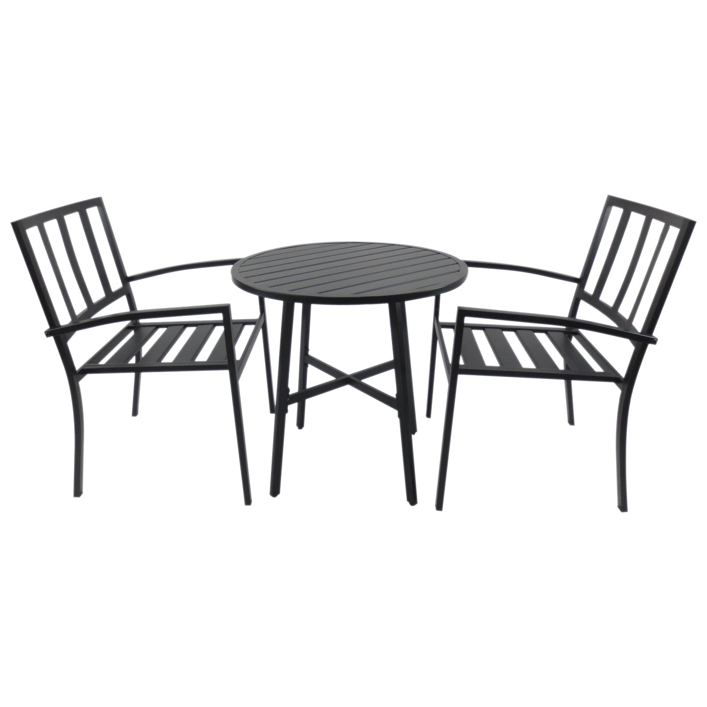 Outsunny Metal Frame Slatted Outdoor Garden Bistro Set Black