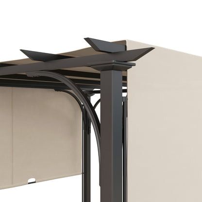 Outsunny 3 x 3(m) Pergola zewnętrzna, ogrodowa pergola z regulowanym zadaszeniem, beżowa