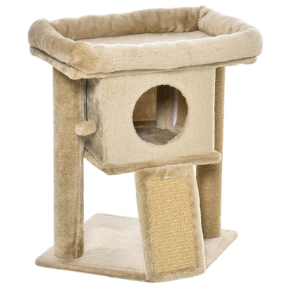 PawHut Cat Tree Tower w/ Jute Scratching Pad Ball Toy Condo 66 x 38 x 88cm Coffee