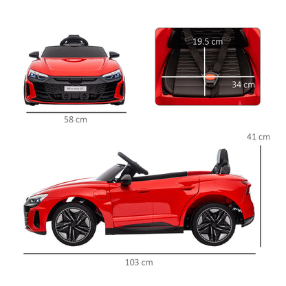 HOMCOM Audi Licencjonowany 12V Elektryczny Jeździk Dla Dzieci, Z Pilotem, Systemem Zawieszenia, Światłami, Muzyką, Silnikiem - Czerwony
