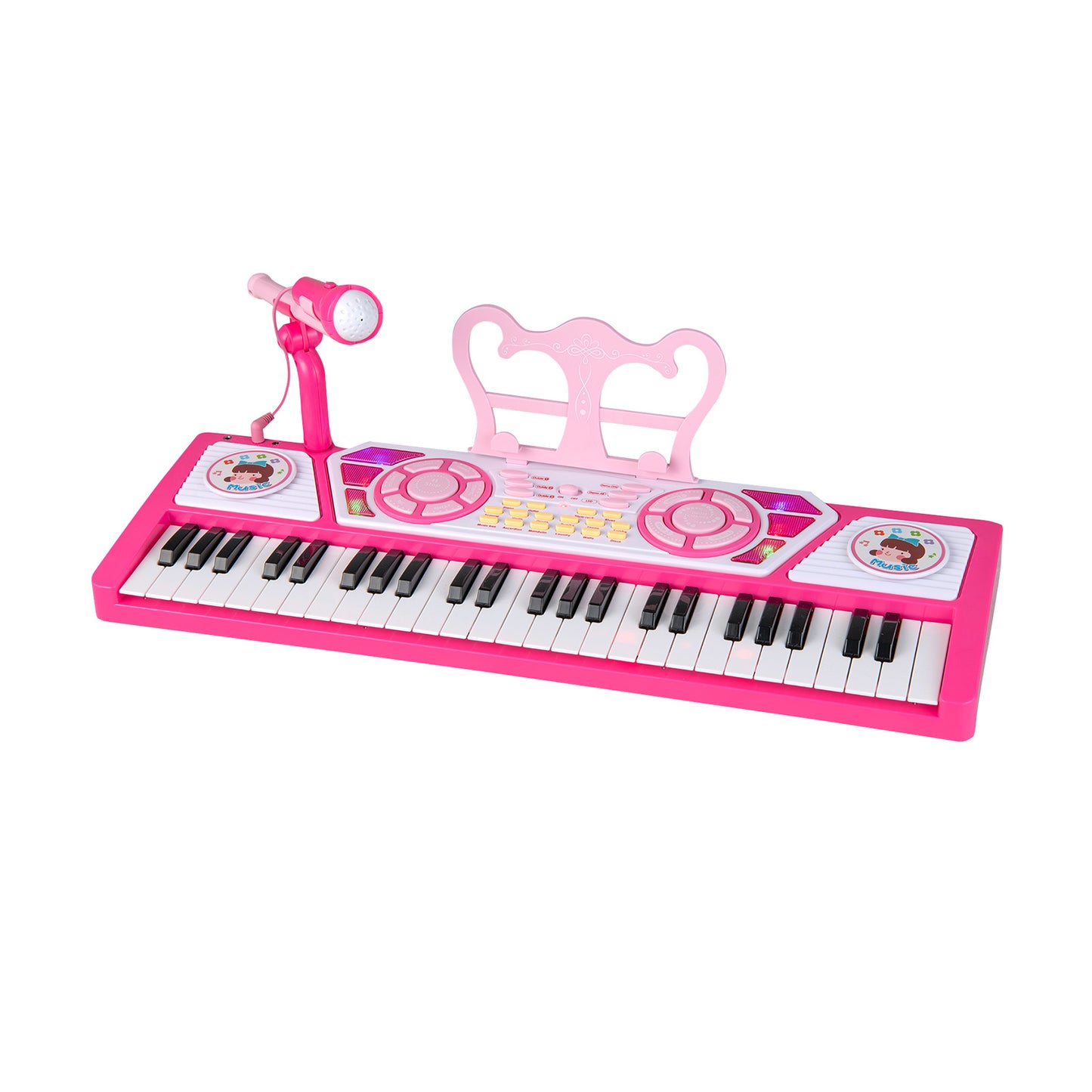 49 Keys Kids Piano Keyboard with Microphone and Stand-Pink