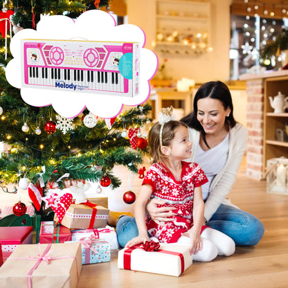 49 Keys Kids Piano Keyboard with Microphone and Stand-Pink