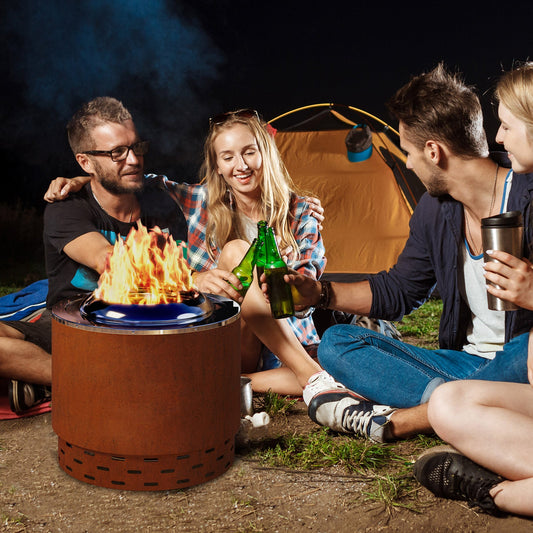 49cm Smokeless Stainless Steel Fire Pit with Weathering Steel Shell