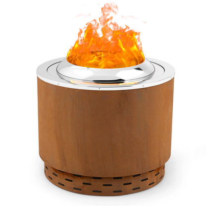 49cm Smokeless Stainless Steel Fire Pit with Weathering Steel Shell