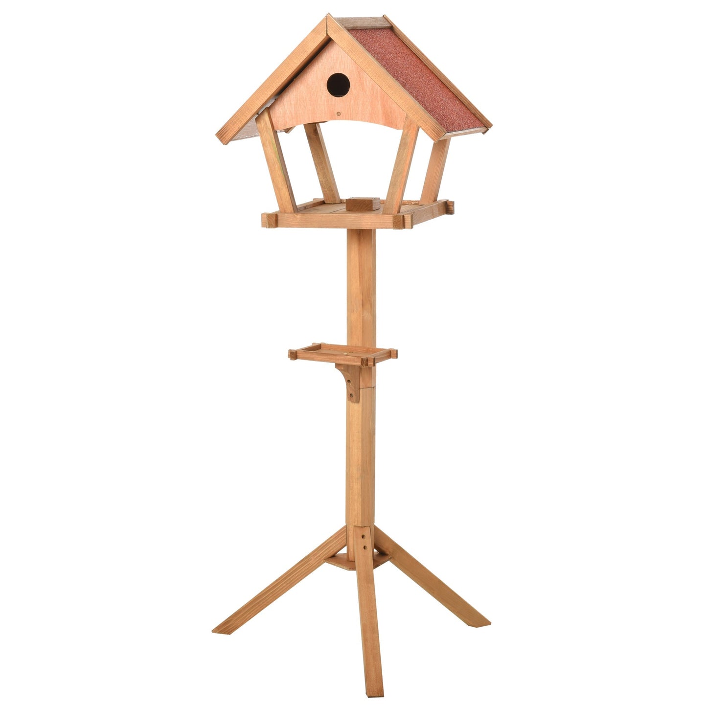 PawHut Wooden Bird Feeder Stand for Garden Pre-cut Weather Resistant 49 x 45 x 139cm