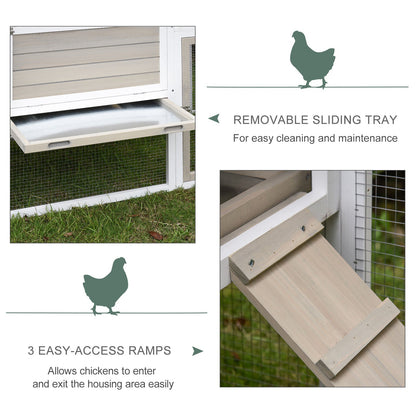 PawHut Wooden Chicken Coop Outdoor Hen House with Removable Tray Separate Nesting Box