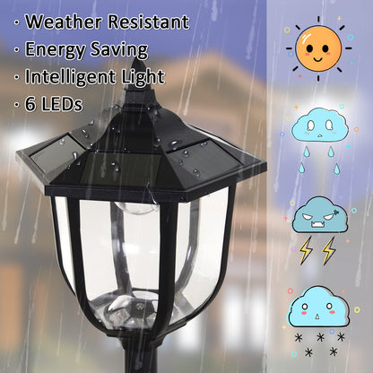 Outsunny Outdoor Garden Solar Post Lamp Czujnik światła Latarnia LED Słupek Ścieżka Latarka 1,77 m wysokości
