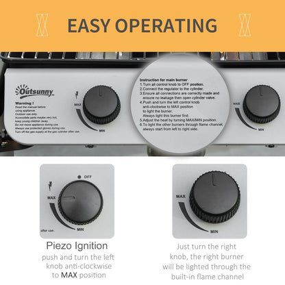 Outsunny 2 x 2.8kW Burner Gas BBQ - Grey