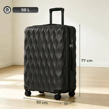 HOMCOM 30Inch 77cm Suitcase, ABS Hard Shell Checked Luggage with TSA Lock, Spinner Wheels, Telescopic Handle, Black