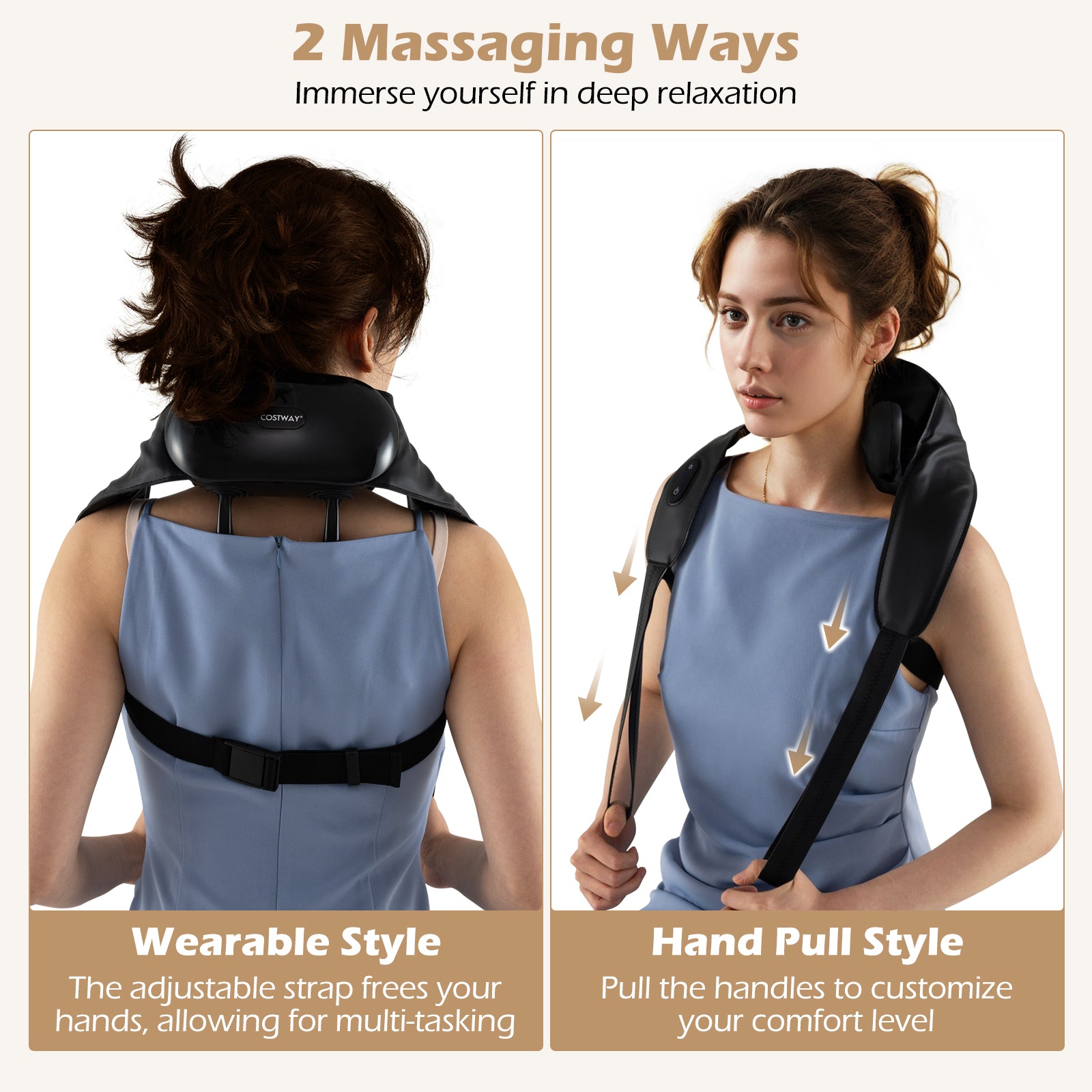 4D Deep Tissue Kneading Shiatsu Neck Shoulder Massager with 2 Heating Levels-Black