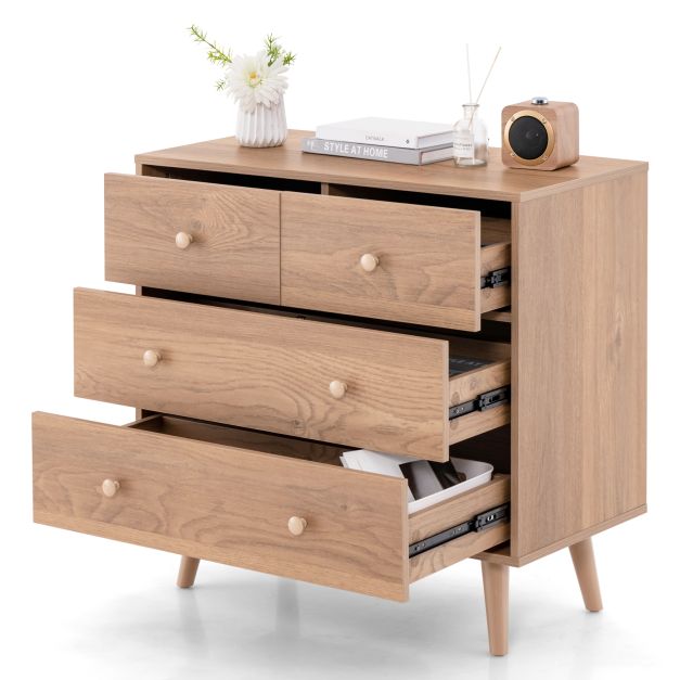 4-Drawer Dresser Modern Storage Chest Cabinet with Handles-Natural