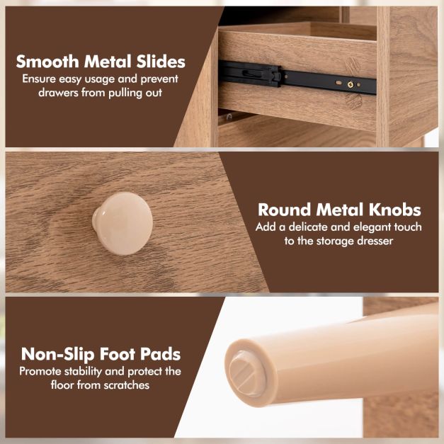 4-Drawer Dresser Modern Storage Chest Cabinet with Handles-Natural