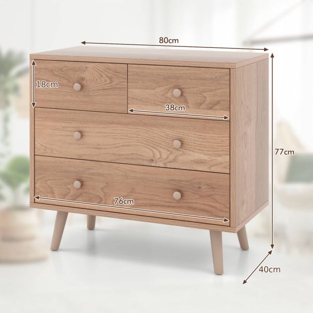 4-Drawer Dresser Modern Storage Chest Cabinet with Handles-Natural