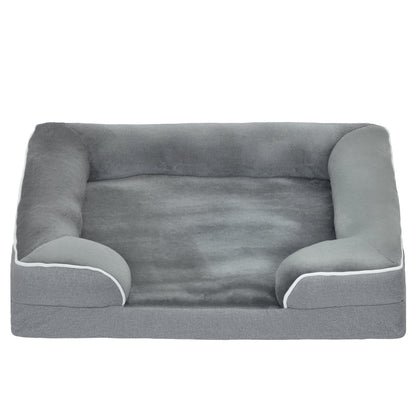 PawHut Dog Sofa Bed, Washable Pet Bed with Removable Cover and Non-Slip Bottom for Cats and Small Dogs, Grey