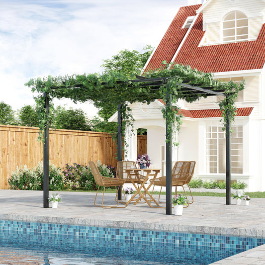 Outsunny 3 x 3 metry metalowa pergola ogrodowa altana winorośli kratka dla roślin pnących zewnętrzne osłony przeciwsłoneczne altany