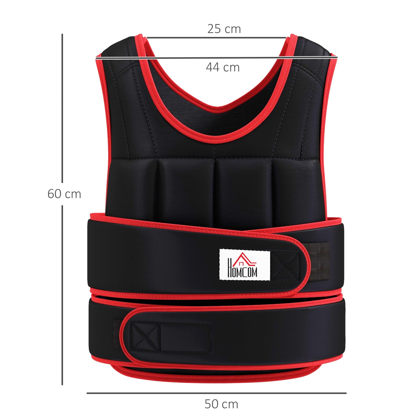 HOMCOM 20kg Weighted Vest, Adjustable Running Weight Vest with 38 Weight Bags for Men or Women Cardio Exercise, Black and Red