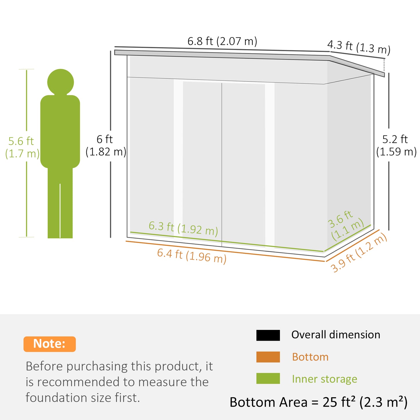 Outsunny 7 x 4ft Outdoor Garden Metal Storage Shed, Skrzynia na narzędzia do ogrodu, patio i trawnika, jasnozielona