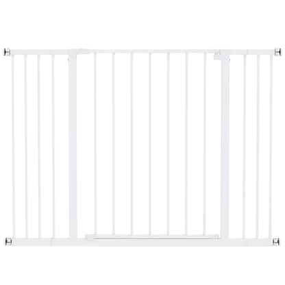 PawHut Dog Gate Pet Safety Gate Stair Barrier Pressure Fit Adjustable 76-82/86-97/101-107 cm, White