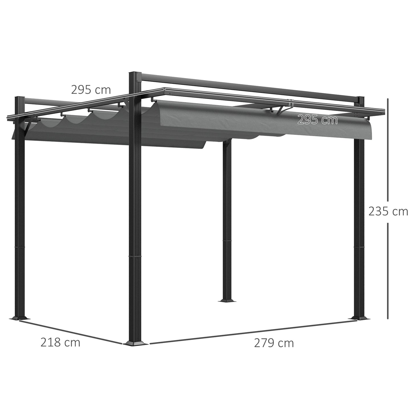 عريشة قابلة للسحب مقاس 3 × 3 (م) من Outsunny، مأوى حديقة أكشاك بإطار من الألومنيوم، للشواية والفناء والسطح باللون الرمادي الداكن