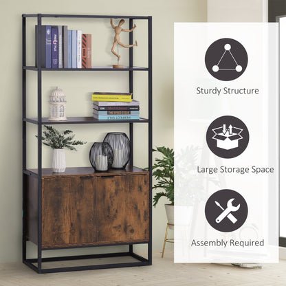 Storage Cabinet with 3 Open Shelves Cupboard Freestanding Tall Organizer Multifunctional Rack for Livingroom Bedroom Kitchen Rustic Brown