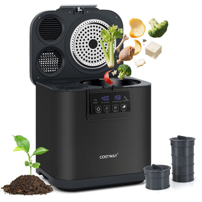 4L Kitchen Electric Composter with 2 Activated Carbon Filters and Auto-Cleaning-Black