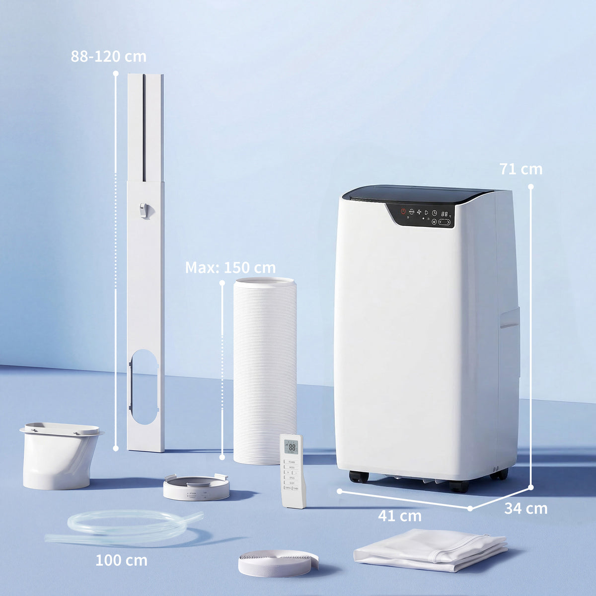 HOMCOM Portable Air Conditioner 14000 BTU, 4-in-1 AC Unit with Cool, Dehumidifier, Fan, Sleep Mode, WiFi Voice Remote Control
