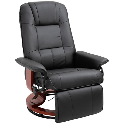 HOMCOM 360 Swivel Recliner Chair with Footstool, Faux Leather Upholstered Armchair for Living Room, Bedroom, Office, Black